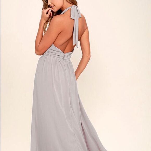 LULU’s light grey halter top maxi dress NWT - Picture 2 of 10